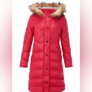 Monetary Women's Red Puffer Hoodie Coat, Size S